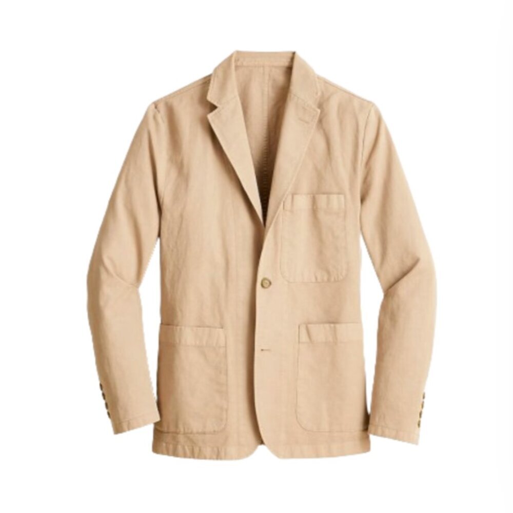 NWT JCREW Chore Blazer Sport Coat Jacket Mens 36 Khaki Tan Cotton Linen AX270